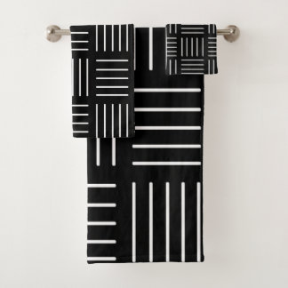 Conjunto De Toalhas Teste padrão geométrico abstrato - preto e branco.