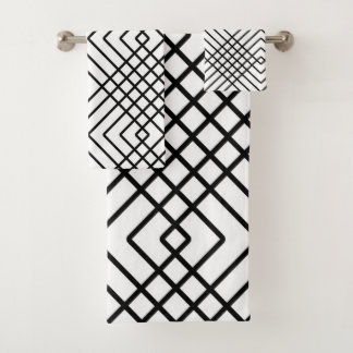 Conjunto De Toalhas Teste padrão geométrico abstrato - preto e branco.