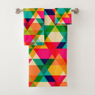 Conjunto De Toalhas Teste padrão geométrico brilhante colorido