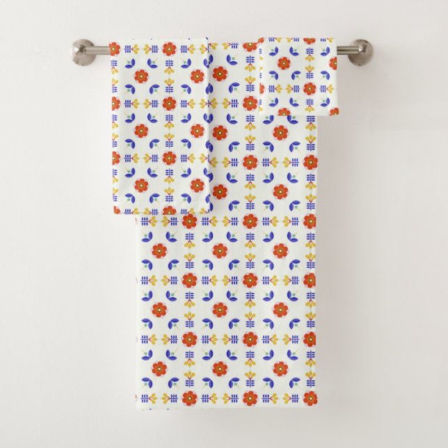 Conjunto De Toalhas Teste padrão geométrico da flor de néon da arte (Insitu)