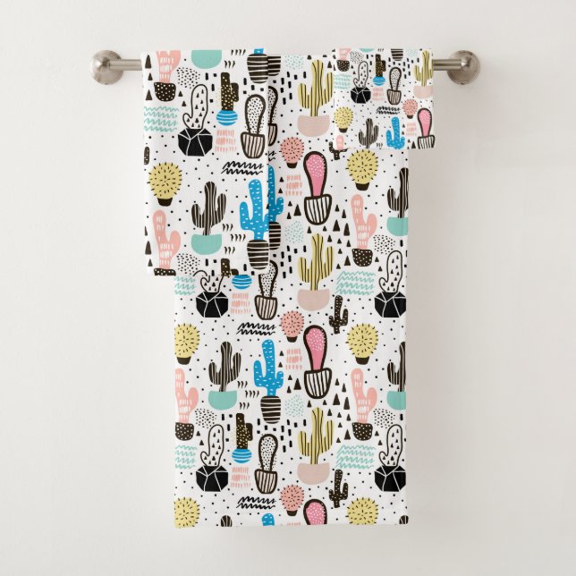 Conjunto De Toalhas Teste padrão geométrico do cacto moderno (Insitu)