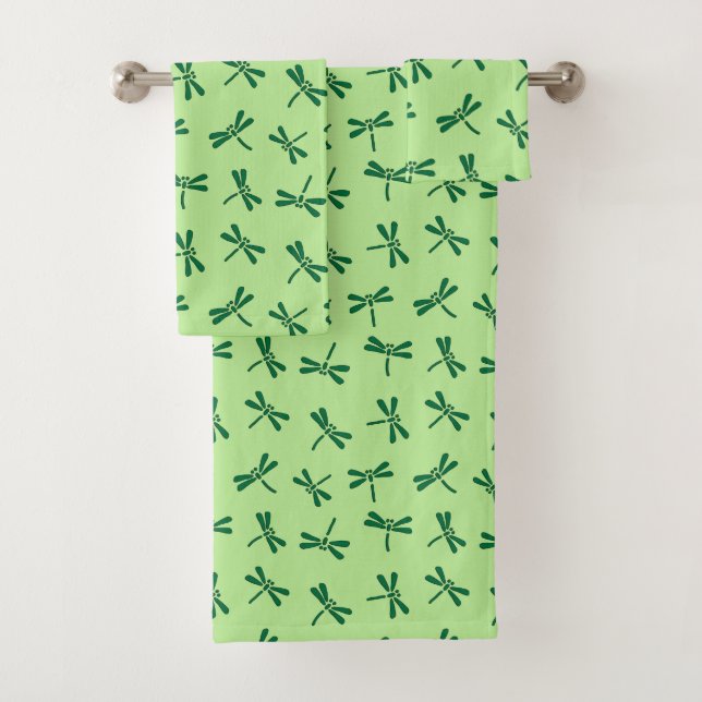 Conjunto De Toalhas Teste padrão japonês da libélula, verde de jade (Insitu)