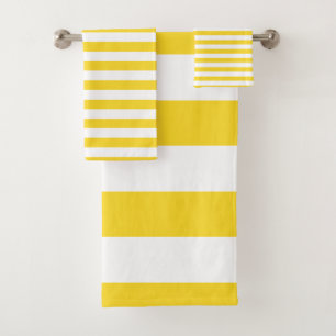 Conjunto De Toalhas Teste padrão listrado amarelo e branco vibrante