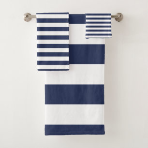 Conjunto De Toalhas Teste padrão listrado azul escuro e branco modern