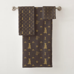 Conjunto De Toalhas Teste padrão luxuoso de Bling do cão de Louis