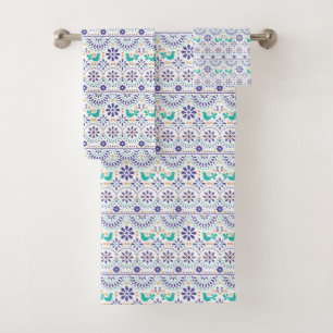 Conjunto De Toalhas Teste padrão mexicano da arte popular do azulejo