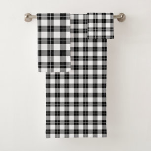 Conjunto De Toalhas Teste padrão preto e branco chique da xadrez