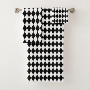 Conjunto De Toalhas Teste padrão preto e branco do Harlequin