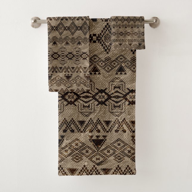Conjunto De Toalhas Teste padrão tribal étnico em canvas (Insitu)
