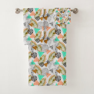 Conjunto De Toalhas Teste padrão tropical geométrico abstrato da fol