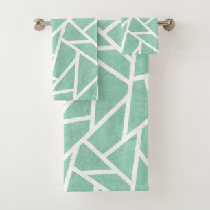 Conjunto De Toalhas Teste padrão verde e branco da hortelã de mosaic