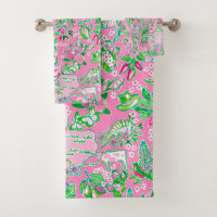 Texas Map Pink & Green Preppy Patterno