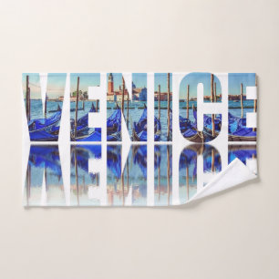 Conjunto De Toalhas Texto de Veneza com reflexão