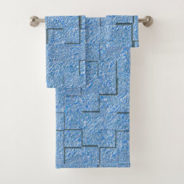 Conjunto De Toalhas Textura azul-silicone com efeito mosaico e alivio