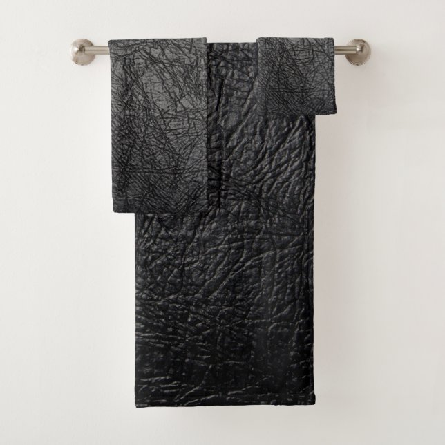 Conjunto De Toalhas Textura de couro preto escura (Insitu)