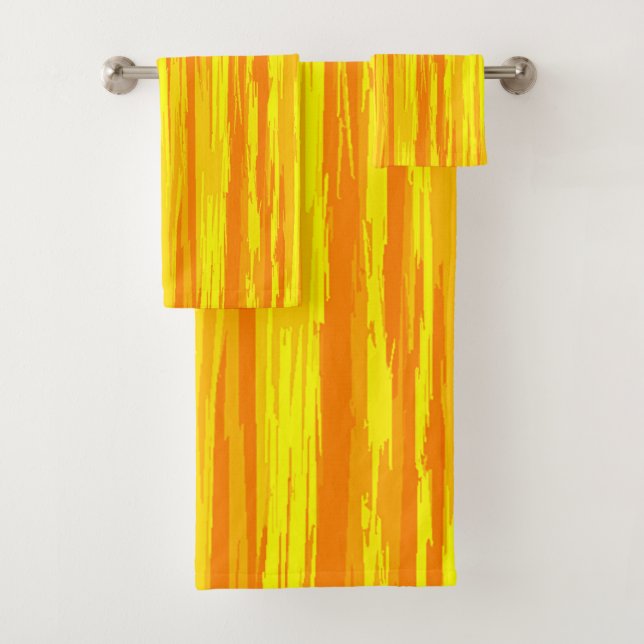 Conjunto De Toalhas Textura De Madeira De abstrato Laranja E Amarelo (Insitu)