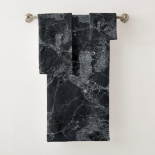 Conjunto De Toalhas Textura de mármore preta