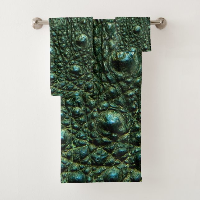 Conjunto De Toalhas Textura de Pele de Alligador Verde (Insitu)