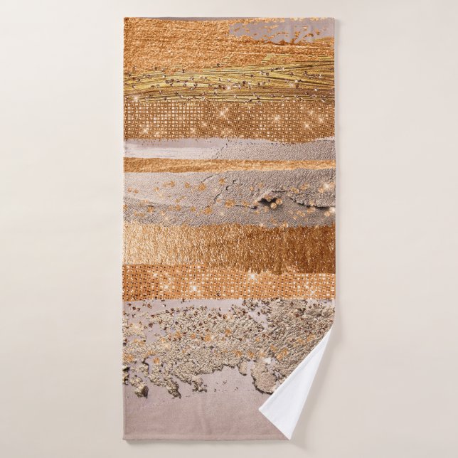 Conjunto De Toalhas Textura Dourada de Glamor de Cobre (Toalha de Banho)