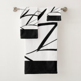 Conjunto De Toalhas Textura esfregada branca e preta