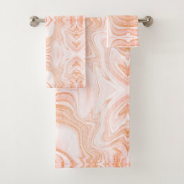 Conjunto De Toalhas Textura moderna de mármore branco-alaranjado