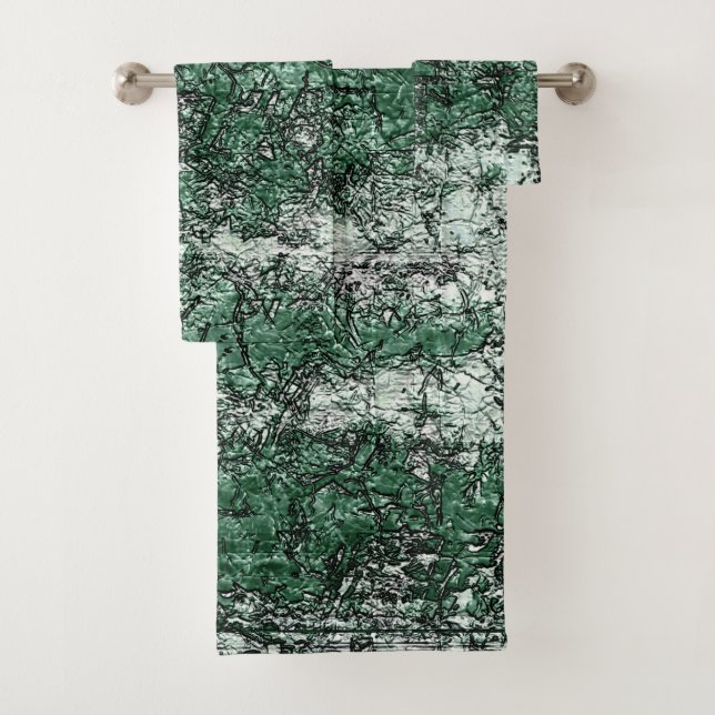 Conjunto De Toalhas Textura verde de óleo sobre palitos e fiapos (Insitu)