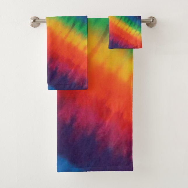 Conjunto De Toalhas Tie Dye Rainbow Colors (Insitu)