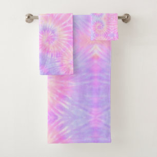 Conjunto De Toalhas Tiedye Pastel Rainbow Spiral Hippie Tie Dye