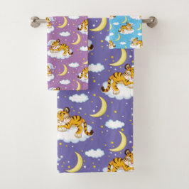 Conjunto De Toalhas Tigre adormecido de desenho animado