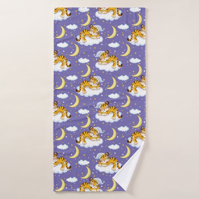Conjunto De Toalhas Tigre adormecido de desenho animado (Toalha de Banho)