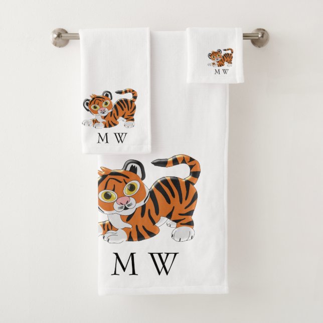 Conjunto De Toalhas Tigre Design Monogramado (Insitu)