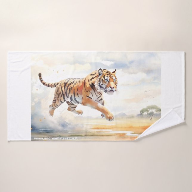 Conjunto De Toalhas Tigre em Ação (Toalha de Banho)