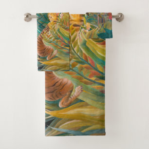Conjunto De Toalhas Tigre na selva exótica de floresta tropical tempe
