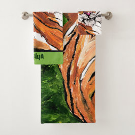 Conjunto De Toalhas Tigre preguiçoso personalizado