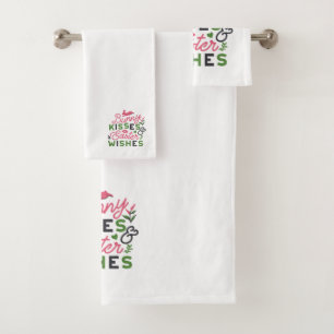 Conjunto De Toalhas Tipografia de Páscoas animada - Bunny Kisses