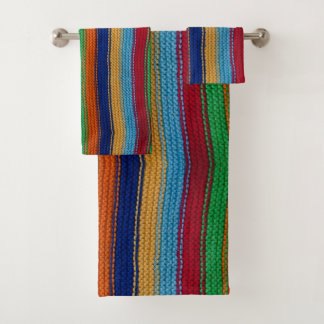 Conjunto De Toalhas Tiras coloridas de malha