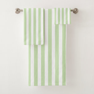 Conjunto De Toalhas Tiras doces brancas e verdes claras