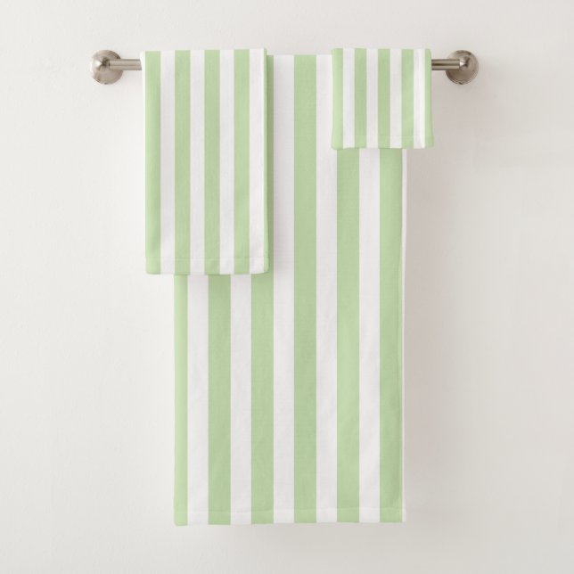 Conjunto De Toalhas Tiras doces brancas e verdes claras (Insitu)