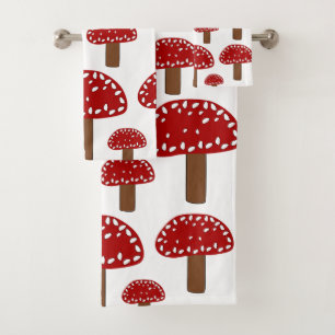 Conjunto De Toalhas Toadstool Red Forest Mushroom Patterno