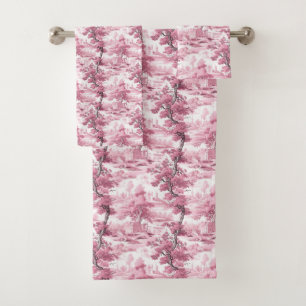 Conjunto De Toalhas Toalete Rosa País Francês Aquarela Antiga