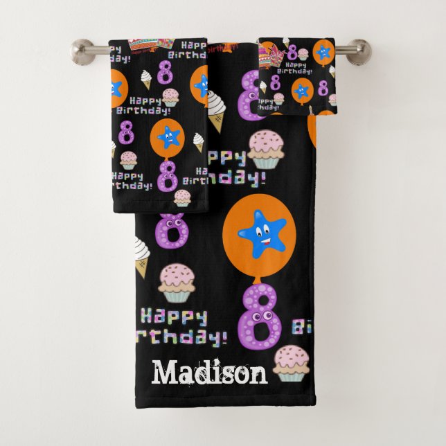 Conjunto De Toalhas Toalhas, #8 Feliz 8º aniversário (Insitu)