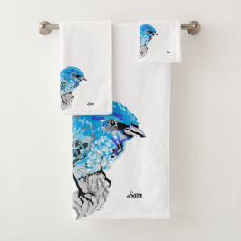 Conjunto De Toalhas Toalhas: Pássaro Azul