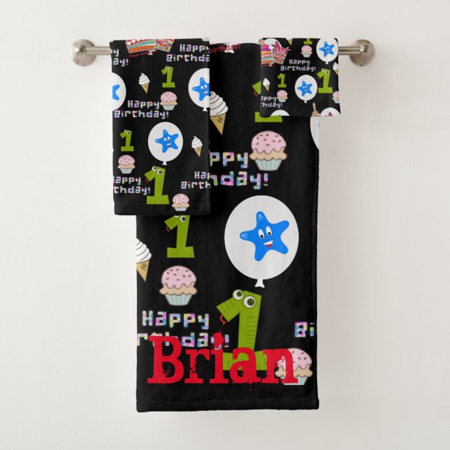 Conjunto De Toalhas Toalhas, Primeiro Aniversário Feliz #1 (Insitu)