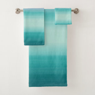Conjunto De Toalhas Tocando Abstrato de Cor de Água Rosa de Seafoam #