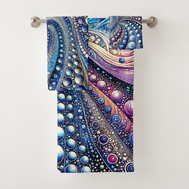 Conjunto De Toalhas Todos Os Pontos Azuis E Roxos (Insitu)