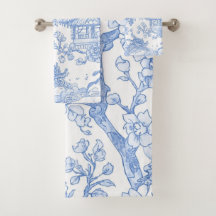 Toile de Chinoiserie Azul Dragão Flor de Cerejeira