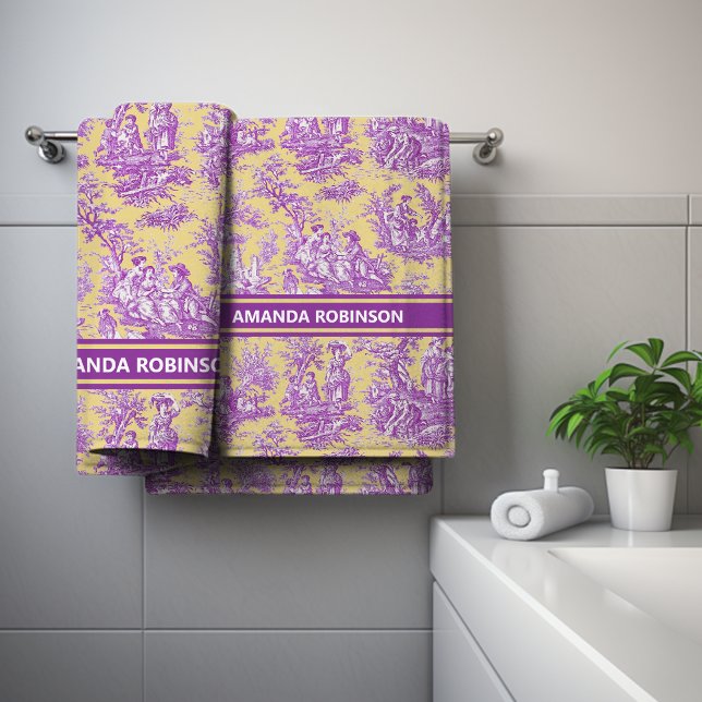 Conjunto De Toalhas Tóile de jouy, roxo, de jouy, impresso (Criador carregado)
