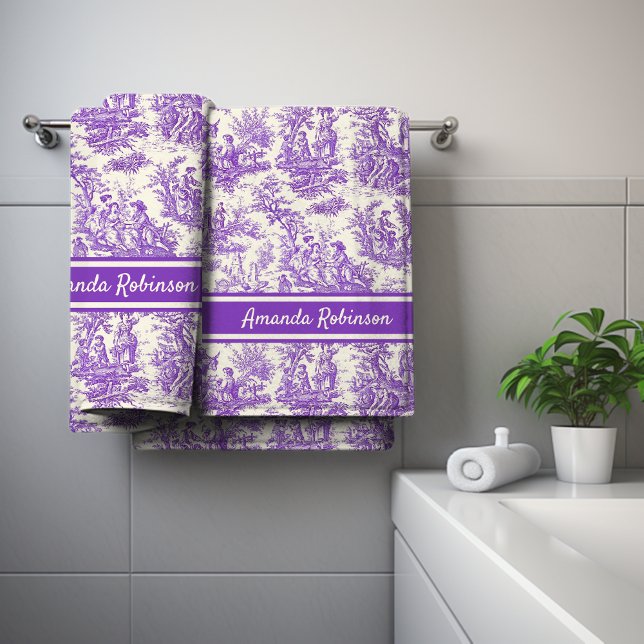Conjunto De Toalhas Tóile púrpura de jouy em folha (Criador carregado)
