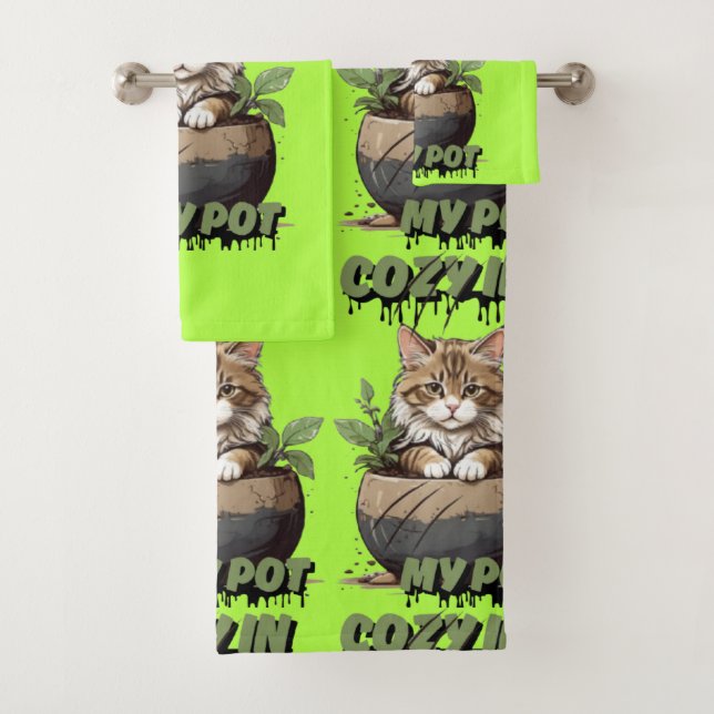 Conjunto De Toalhas Tom Quente - Pote do Kitten - Delícia (Insitu)