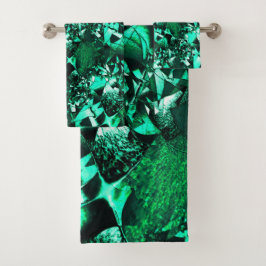 Conjunto De Toalhas Tonalidades verdes brilhantes e semelhantes a aliv